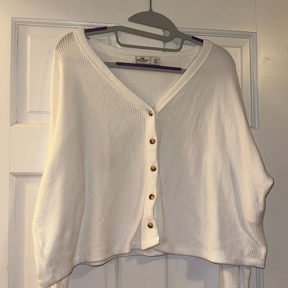 hollister white cropped cardigan great condition wore twice - Picture 1 of 3